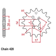 Első lánckerék (Derbi Senda EBE/EBS - Piaggio D50B - 420 - 11 fog)