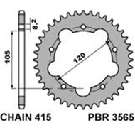 PBR hátsó lánckerék ( Minarelli AM3 - AM4 - AM5 - 415 lánc - 45 fogszám )