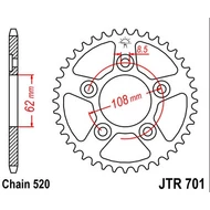 JT hátsó lánckerék (Aprilia RS125 - Rotax 122 / Rotax 123 - 520 - 39 fog)
