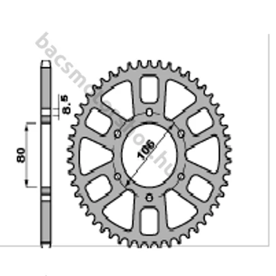 PBR hátsó lánckerék ( Minarelli AM6 - 428 lánc - 56 fogszám )
