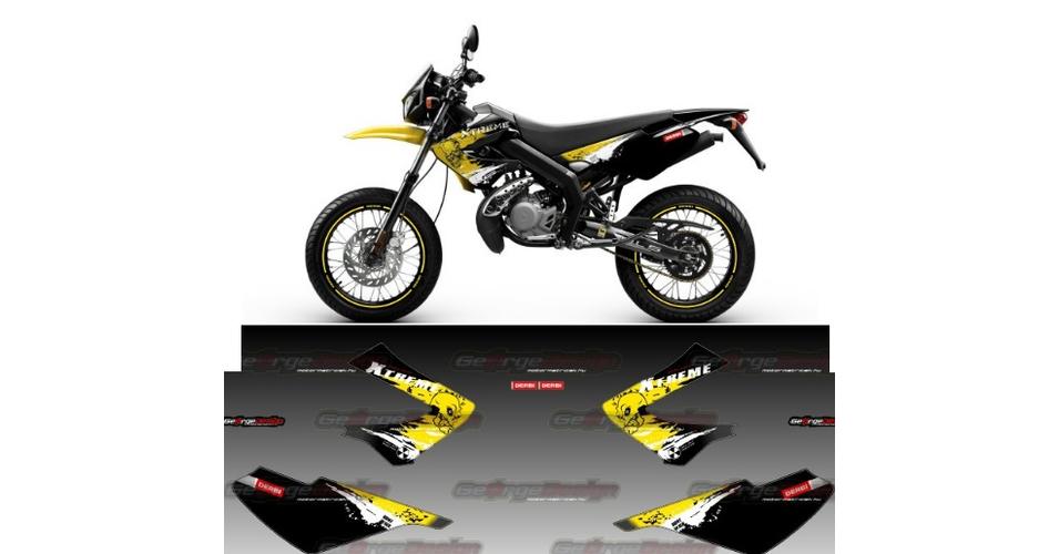 Matrica szett Derbi Senda Xtreme 2010 SKULL Sárga